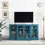 Armoire de rangement bleu sarcelle pour téléviseur - construction, 6 tablettes réglables, finition à surface lisse, - buffet de 63 po, 4 portes avec motif de porte exquis, précautions