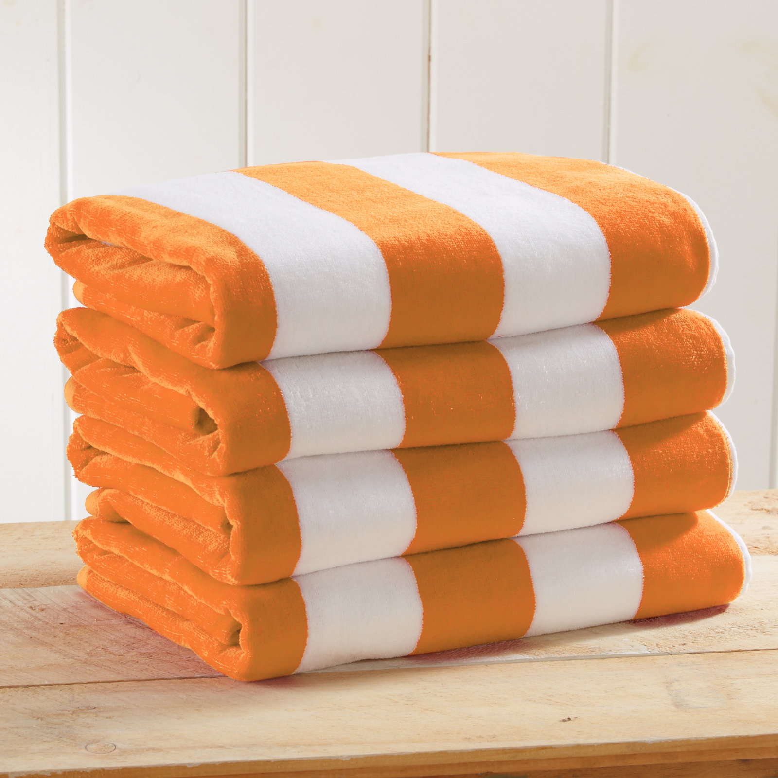 Chirino Cotton Cabana Beach Towels, Orange, Beach Towel - 4 Pack