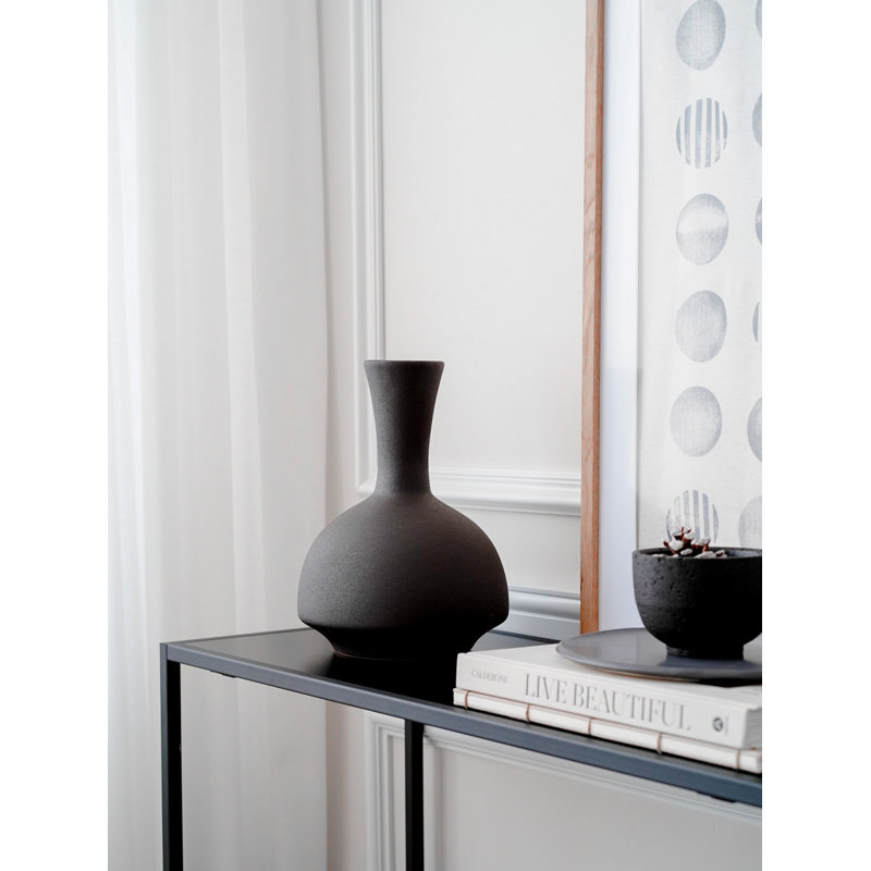 Élégant vase en céramique de couleur anthracite de 7,9 x 7,9 x 10,6 pouces | 100% céramique durable | Parfait pour la décoration intérieure, les arrangements floraux et les centres de table | Ajout élégant à n'importe quelle pièce