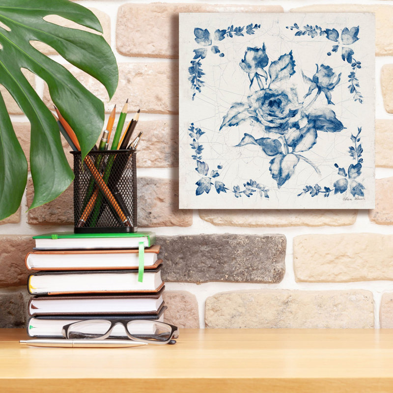 «Suédois tuile 2 bleu» par Cheri Blum, art mural sur toile, H 12 po x l 12 po x P 0,75 po