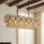 Lustre en rotin tissé à la main à 6 lumières de 34 po pour la salle à manger, lustre linéaire linéaire de style bohème à 2 couches pour le salon de l'îlot de cuisine