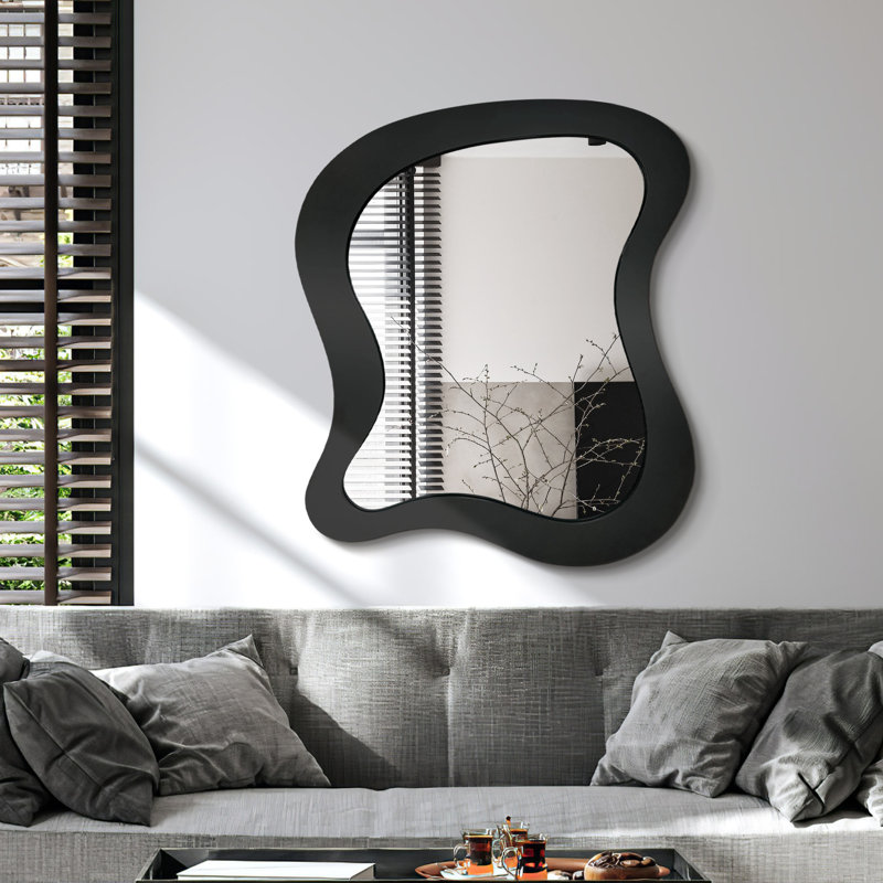 Miroir mural en bois, Noir, noir, noir, noir, H 24 po x l 20 po