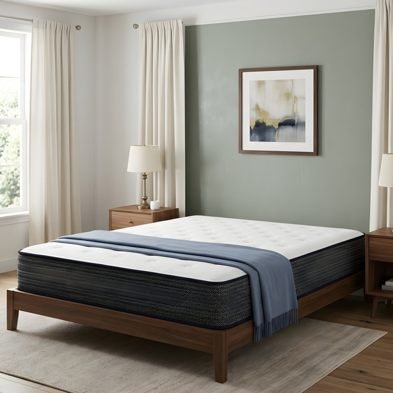 Firm hybrid mattress with cooling knit cover, Queen