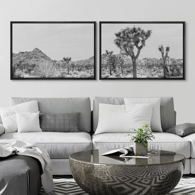 Cactus, désert, Joshua Tree, solitude, silhouette de cactus monochromes - pièces