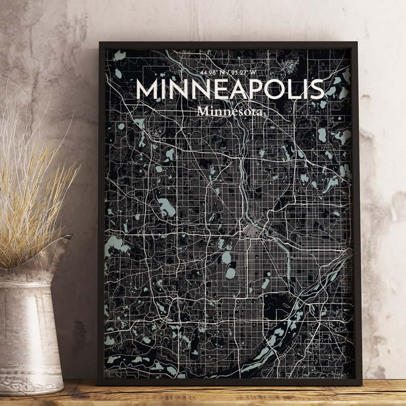 Minneapolis City Map - No Frame Print, 91.4cm H x 61cm W x 0.13cm D