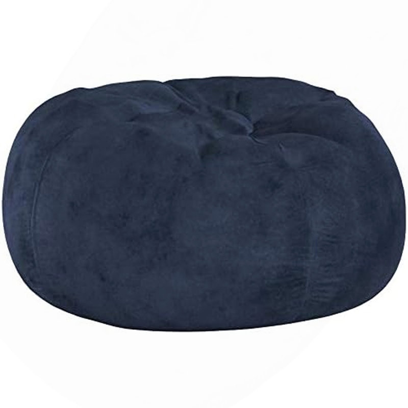 High-Density Shredded Foam Bean Bag Chair with Removable Microsuede Cover, Comfortable Lounge for Kids & Adults, Midnight Blue
