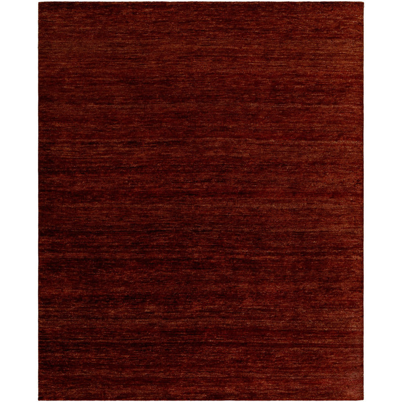 Astana Hand Knotted Wool Vintage Look Area Rug in Red, Rectangle 8' x 10'