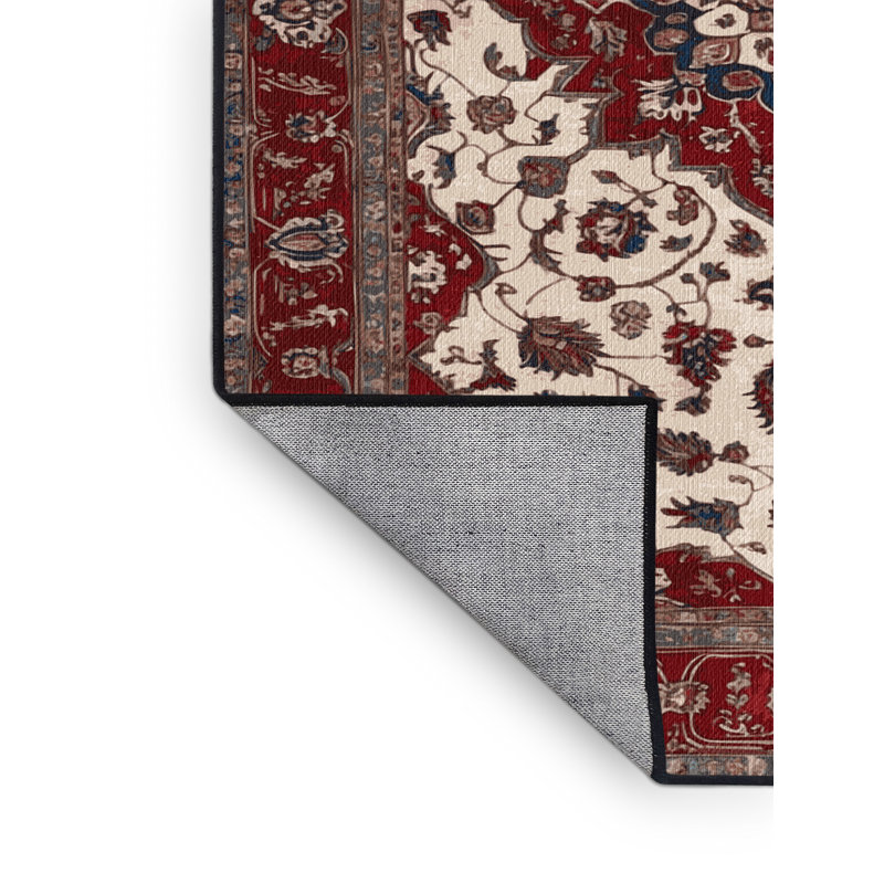 Tapis persan noir lavable à la machine, Carré 6 pi