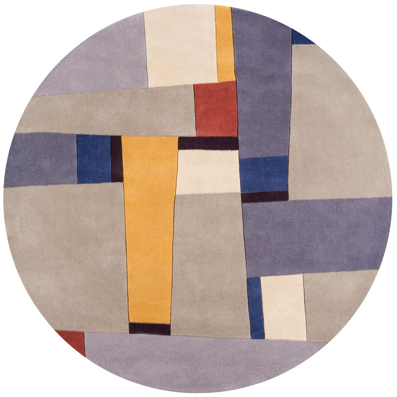Ayano Wool Geometric Indoor Rug, Round 5'9"