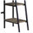 Retro oak and black 2-tier desk with an H-shaped base