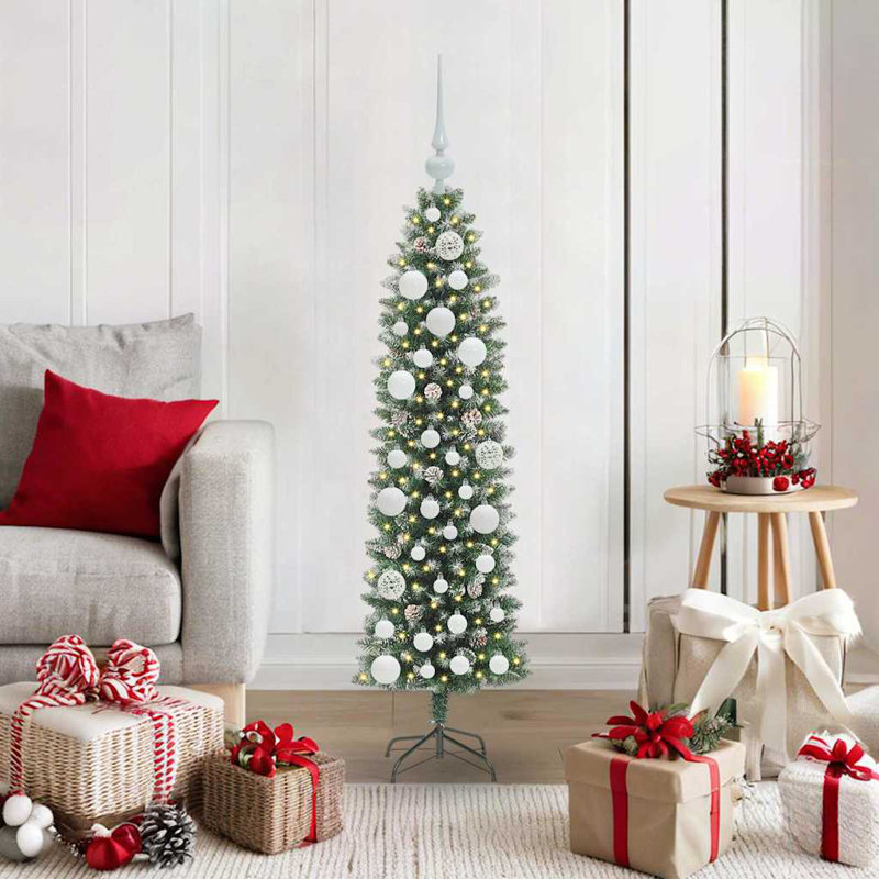 Artificial Slim Christmas Tree, White, 3.94' H