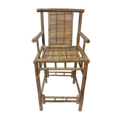 St Of 2, Bamboo Tiki Bar Stool With Back And Armrests, 20"W X 46"H by MGP