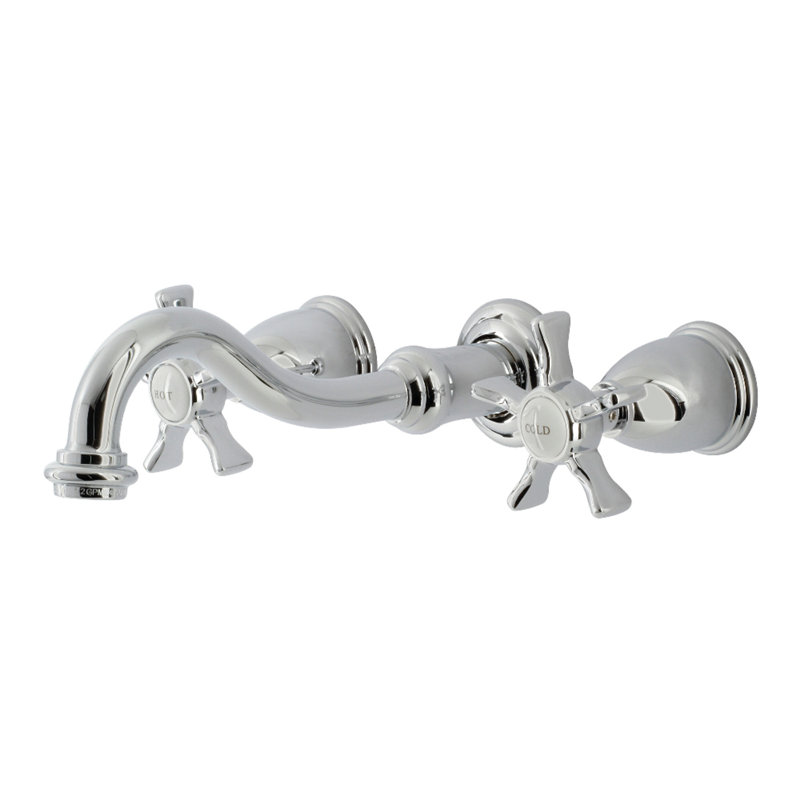 Kingston Brass Hamilton Two-Handle 3-Hole Wall Mount Bathroom Faucet, Polished Chrome