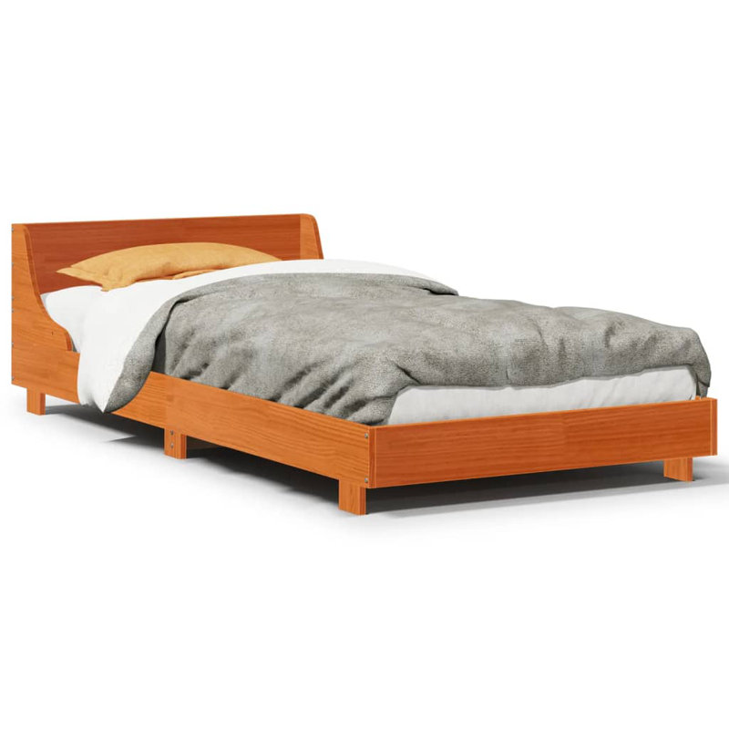 Solid Wood Bed, European Single (90 x 200cm), Wax Brown