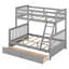 Lit superposé simple au-dessus de double avec 2 tiroirs de rangement, lit superposé en bois massif avec échelle et garde-corps, peut être séparé en 2 lits-993839618