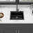 Quartz Kitchen Sink - 25X22" Black Granite Composite Drop In Kitchen Sink