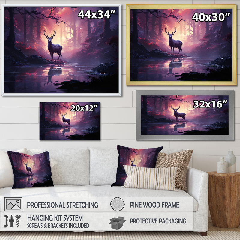 Deer Whispering Mist II - impression, Toile tendue, H 16 po x l 32 po x P 1 po