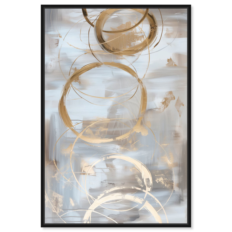 «Dune Impressions IV», toile élégante dorée abstraite par Art Remedy, Cadre noir, H 16 po x l 11 po