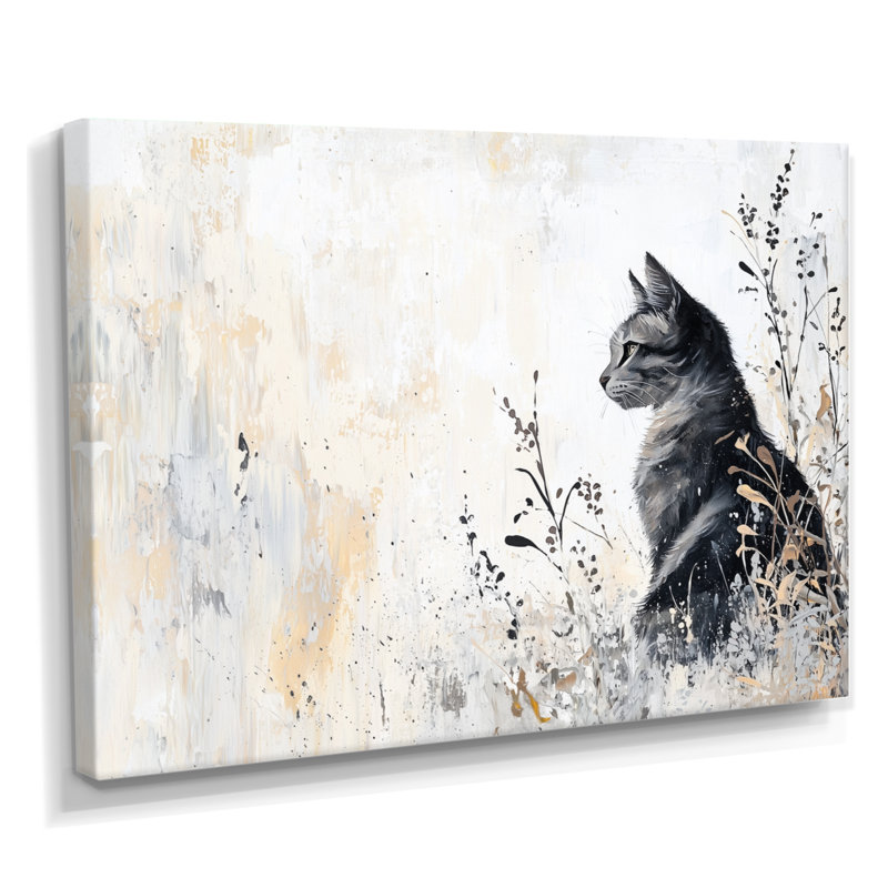 Minimal Meadow Cat - Cat Canvas Print, Wrapped Canvas, Does Not Apply, 24" H x 32" W