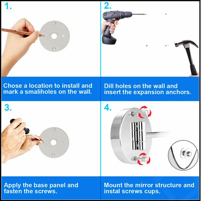 8 Inch LED Wall Mount Two-Sided Magnifying Makeup Vanity Mirror With 12 Inch Extension, 1X/3X Magnification, And 360 Degree Rotation