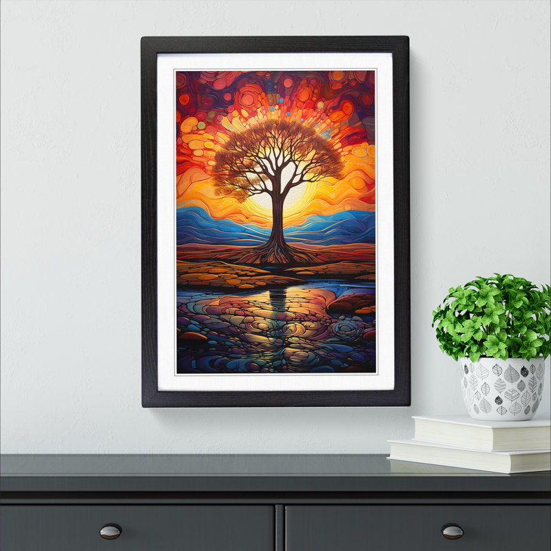 XYZ-FRM-V1223-4036 Landscape Abstract - Single Picture Frame Print on Wood, Black, 64cm H x 46cm W x 2cm D