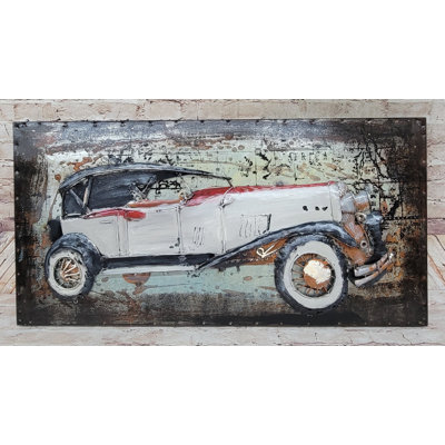 Hand Made three Dimensional Vintage Rolls Royce Painting Home Decorattion