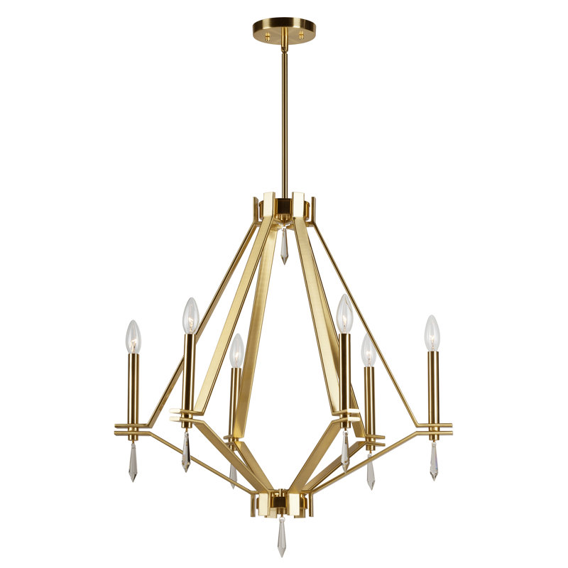 Lustre 6 lumières façon bougie litisha, Or doux