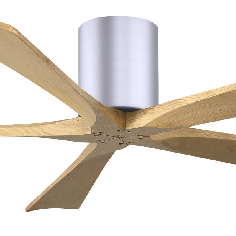 60" Irene 5-Blade Hugger Ceiling Fan with Wall Remote, 60", Polished Chrome, Light Maple Tone