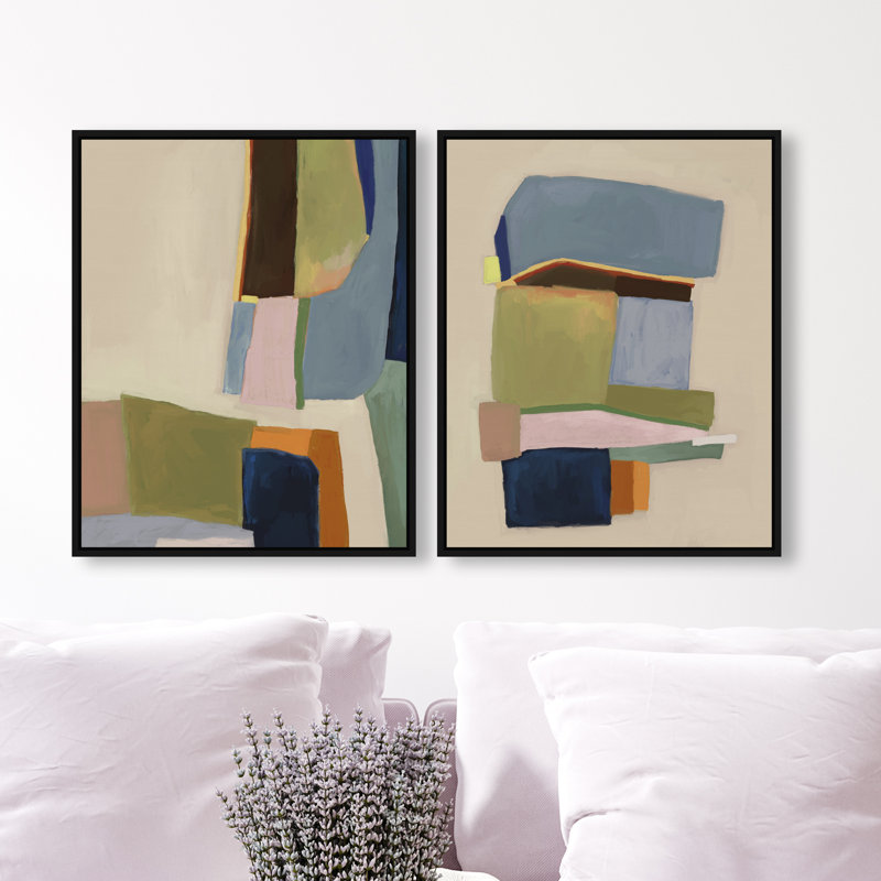 Colro View Set Abstract Canvas Print by Oliver Gal, Black Frame, 16 x 20, 21" H x 17" W, Black Floater Frame