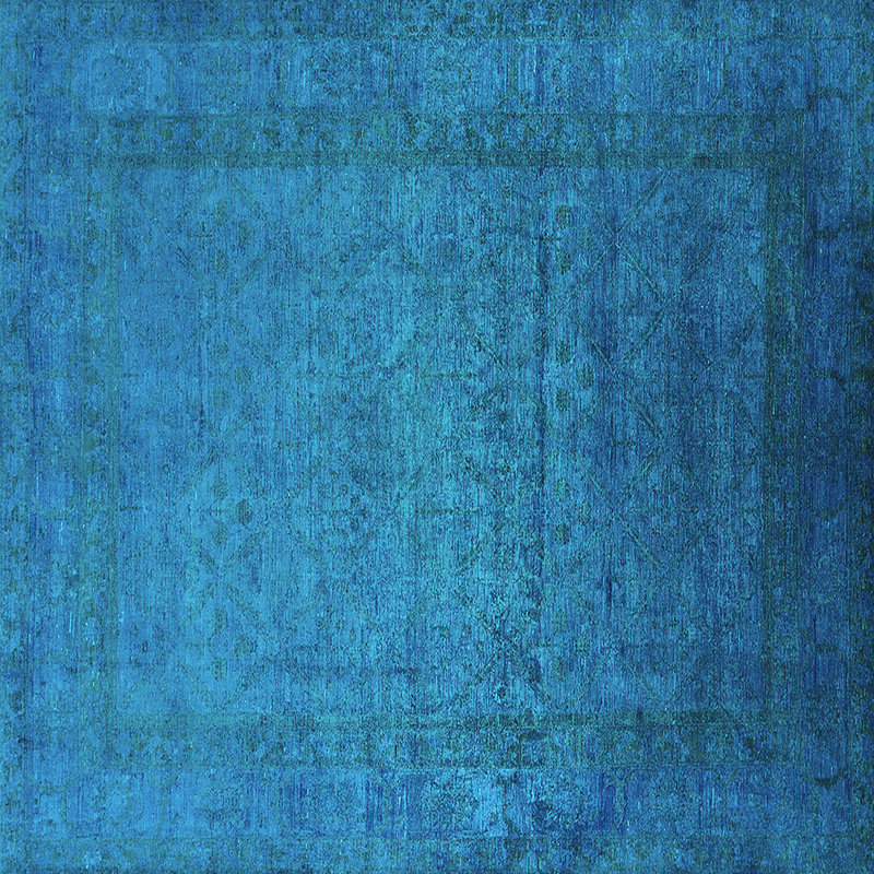 Tapis bleu tissé à la machine / tissé à la machine, Carré 6 pi