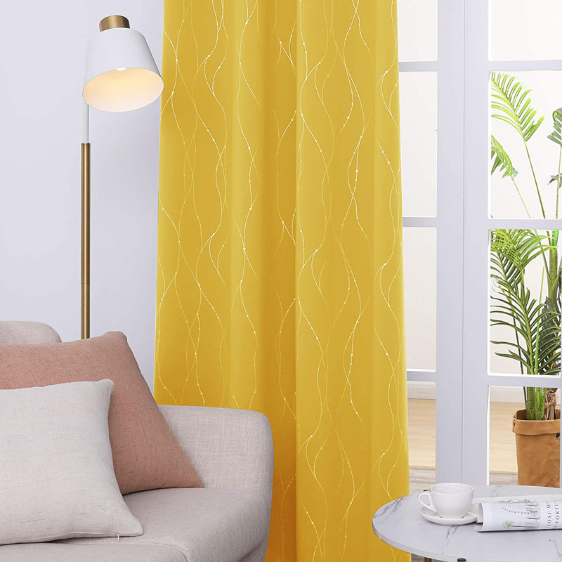Cohmer Room Darkening Curtain Pair, 42" W x 45" L, Mellow Yellow