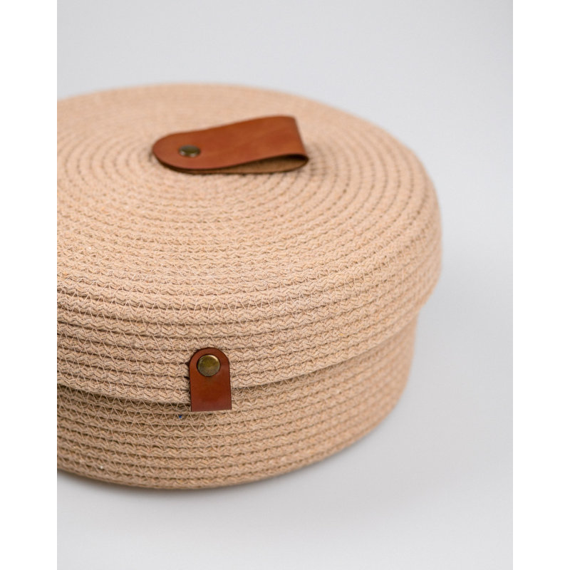 Ensemble de paniers en coton faits à la main (3 pièces), beige, 7,9 x 7,9 x 3,5 pouces | Corde en jute 100% coton, organisateurs élégants de taille moyenne | Idéal pour le rangement à la maison, la chambre de bébé et la décoration