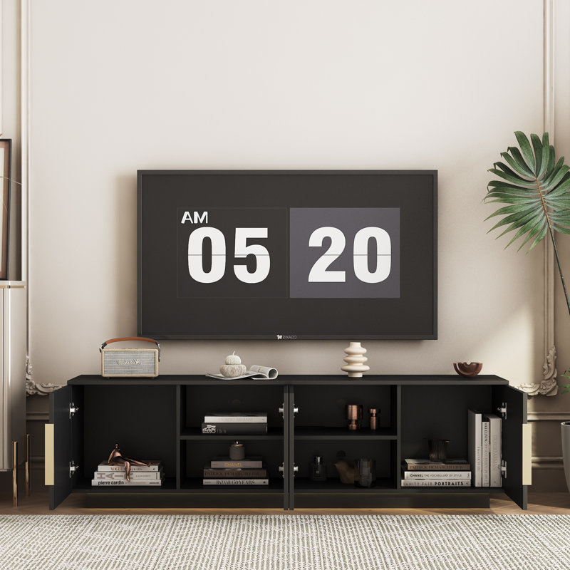 Dulane 68" TV Stand With 16 Color Leds For 65'', Black