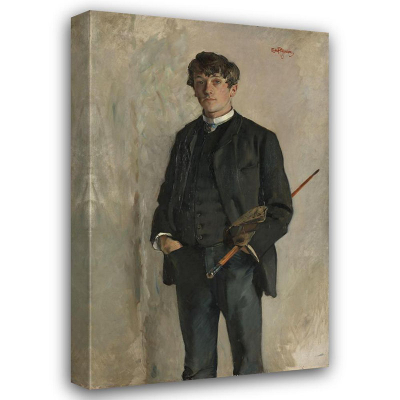«Portrait of the Painter Kalle Løchen» par Eilif Peterssen, reproduction d'art sur toile tendue avec châssis