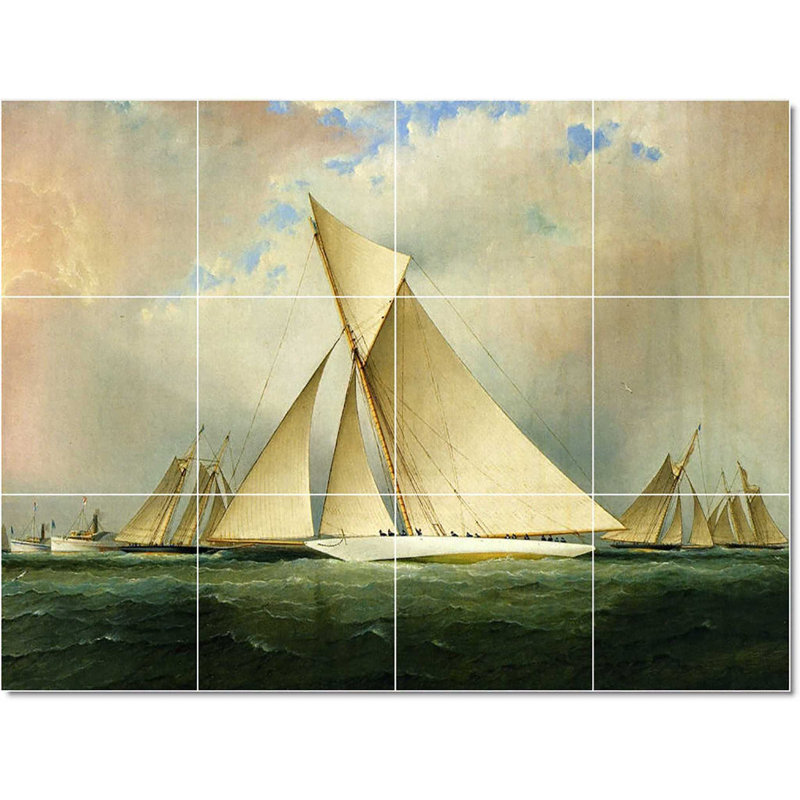 Carreau de peinture murale 48 po x 36 po 12 po x 12 po, Bateau-bateau James Buttersworth W22173