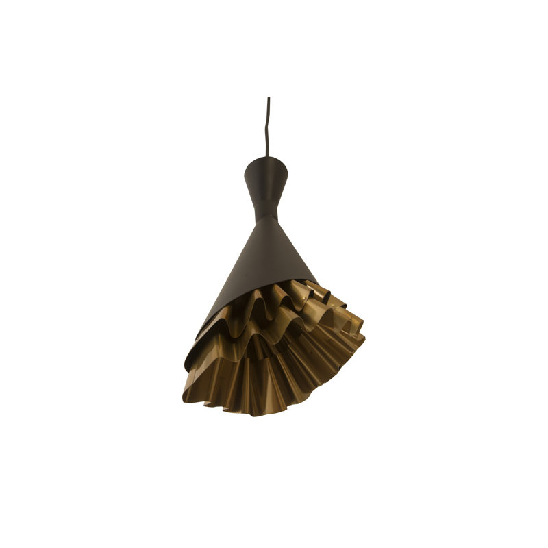 Ruffle 1 - Light Unique Cone Pendant, Black/Brass