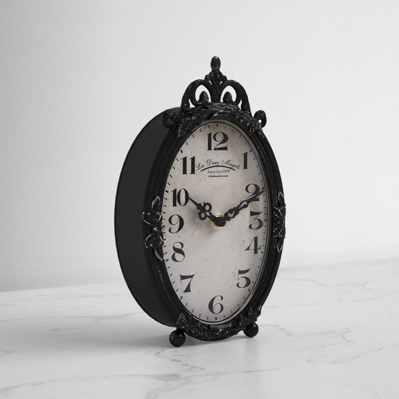 Meyonne Analog Quartz Movement / Crystal Tabletop Clock in Rustic Black
