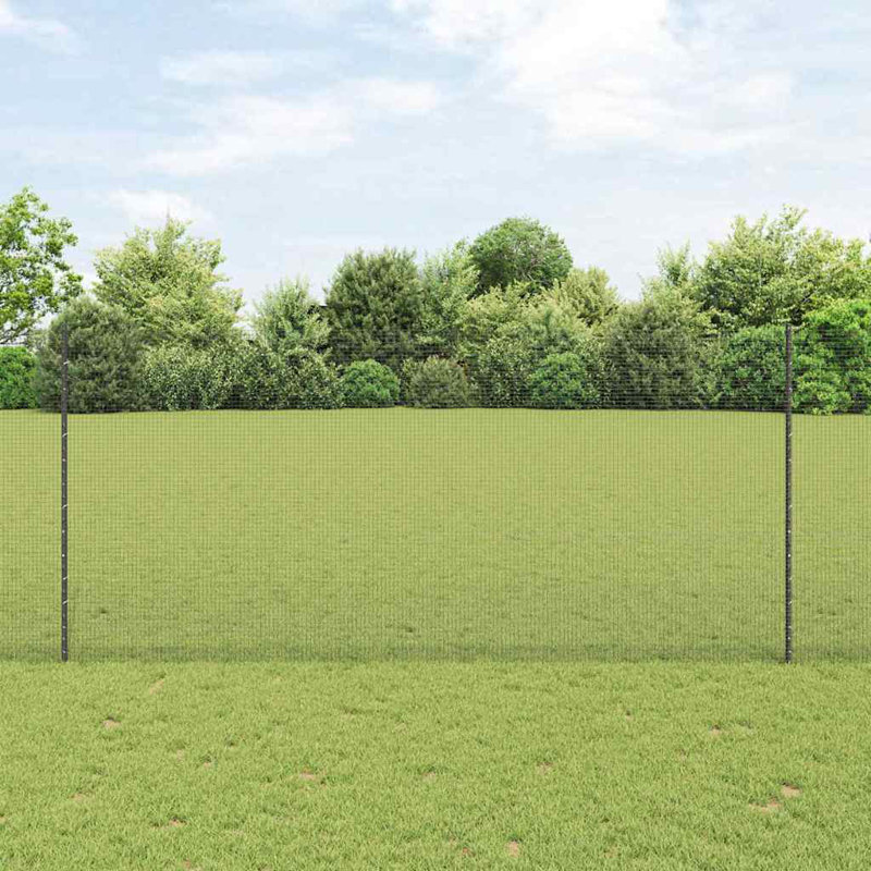 Vidaxl Fence With Posts Steel, Grey, 140cm H x 1000cm W x 2.7cm D