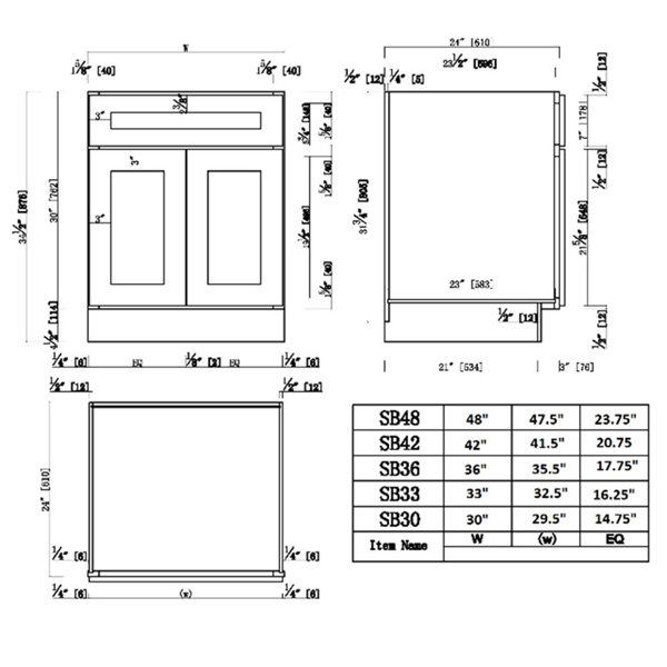 standard sink base cabinet sizes