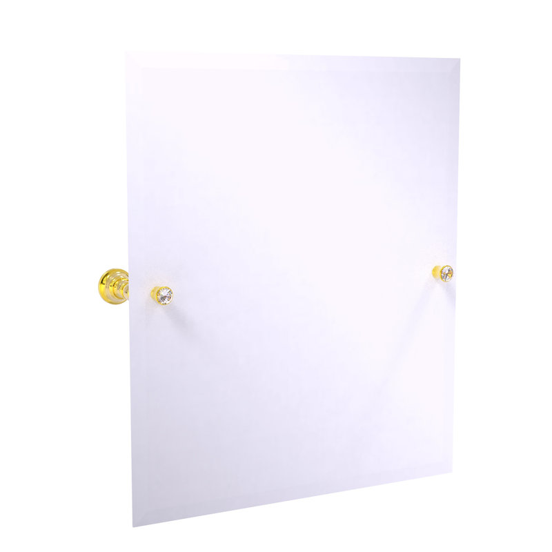Miroir de meuble-lavabo biseauté sans cadre Gavin, H 26 po x l 21,8 po, Laiton poli