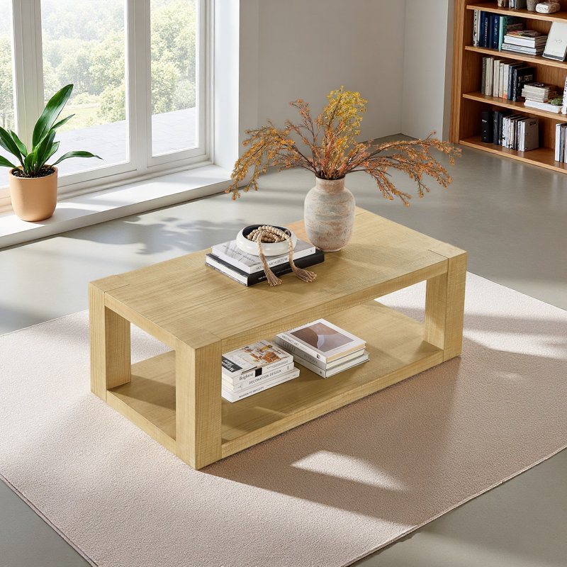 Modern Design 48 Inch Rectangular Coffee Table,2-Tier MDF Rectangle Coffee Table