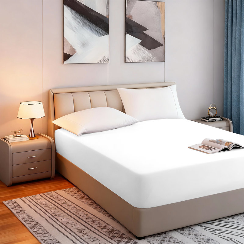 Tanvish Luxury Microfiber Fitted Sheet - 40 cm Deep Pocket, Ultra-Soft - Wrinkle-Free and Easy Care, Double (4'6), White