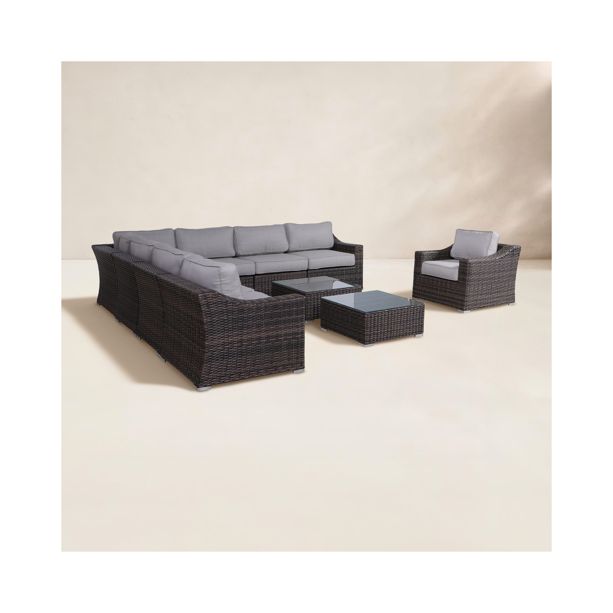 Saffi Wicker Fully Assembled 7 - Person Seating Group with Cushions, Brown