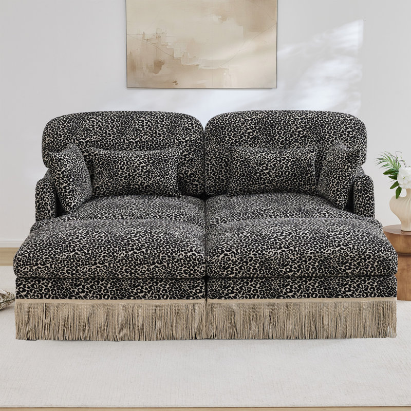 Canapé Comfy Chenille Leopard, Kaki noir
