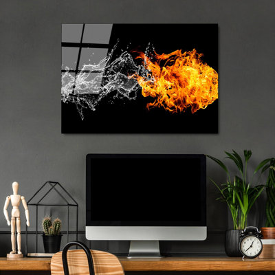 Élégante peinture décorative en verre trempé de 19,7 po x 27,6 po | 100% verre trempé, épaisseur: 0,16 pouce | Parfait pour la décoration intérieure, le salon et le bureau | Superbe œuvre d'art avec une esthétique moderne