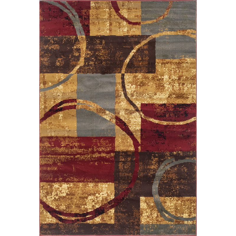 Tapis multicolore à motif géométrique Adetomiwa, Rectangulaire 6 pi 1 po x 9 pi