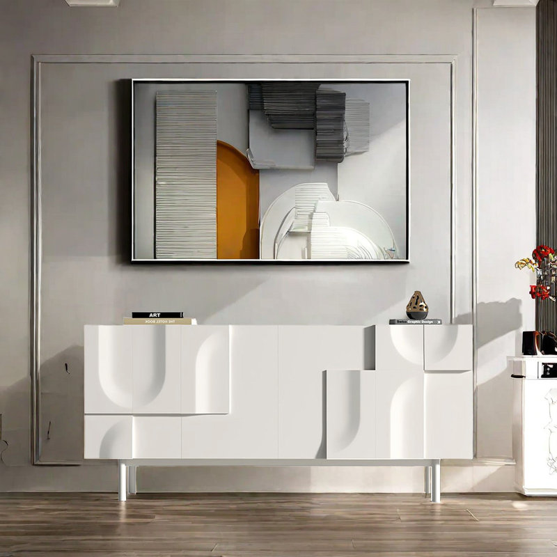 Simple Cream Style Accent Cabinet Accent Cabinet, 35.46" H x 62.99" W x 15.75" D