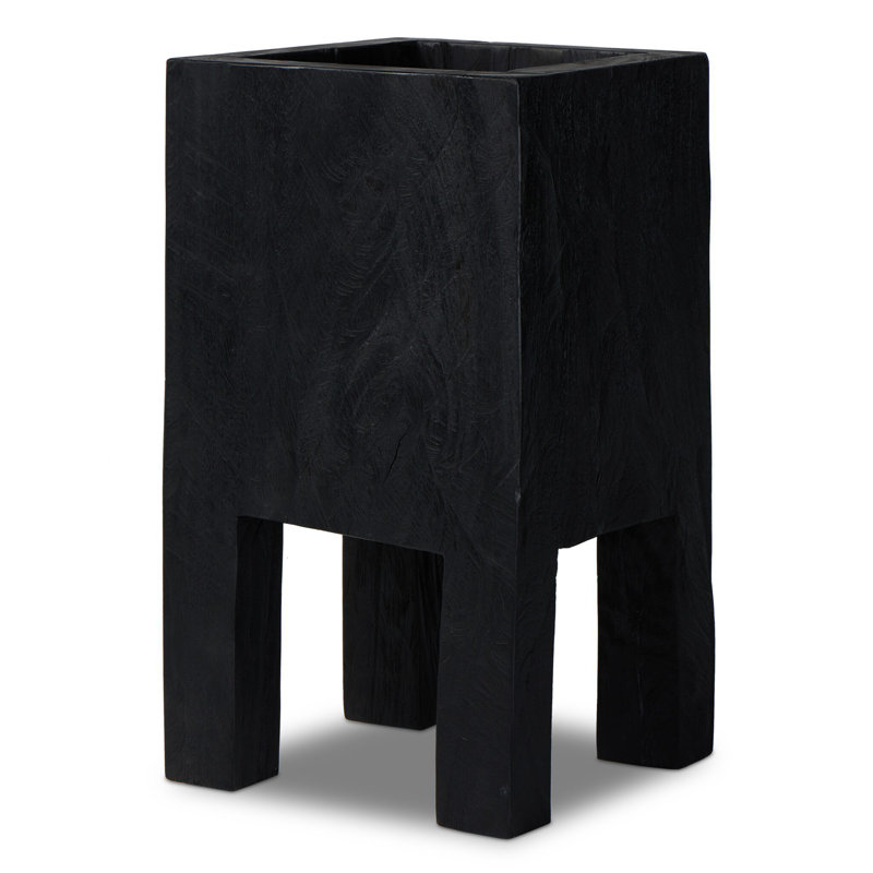 TORA Wood Planter, 33" H x 18.75" W x 19.25" D, Carbonized Black