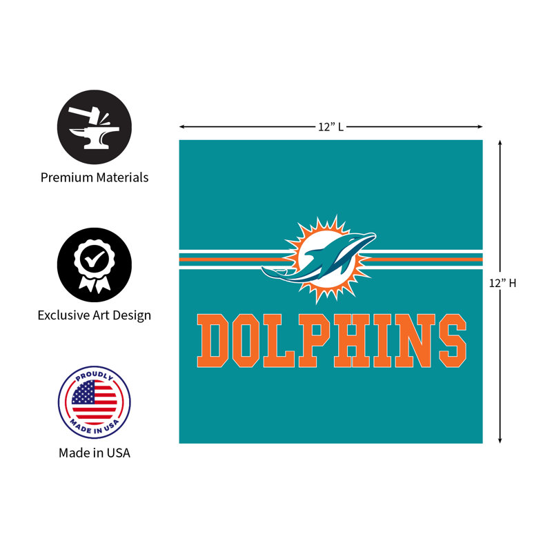 Miami Dolphins 12"x 12" Moveable Wall Tile Sign 