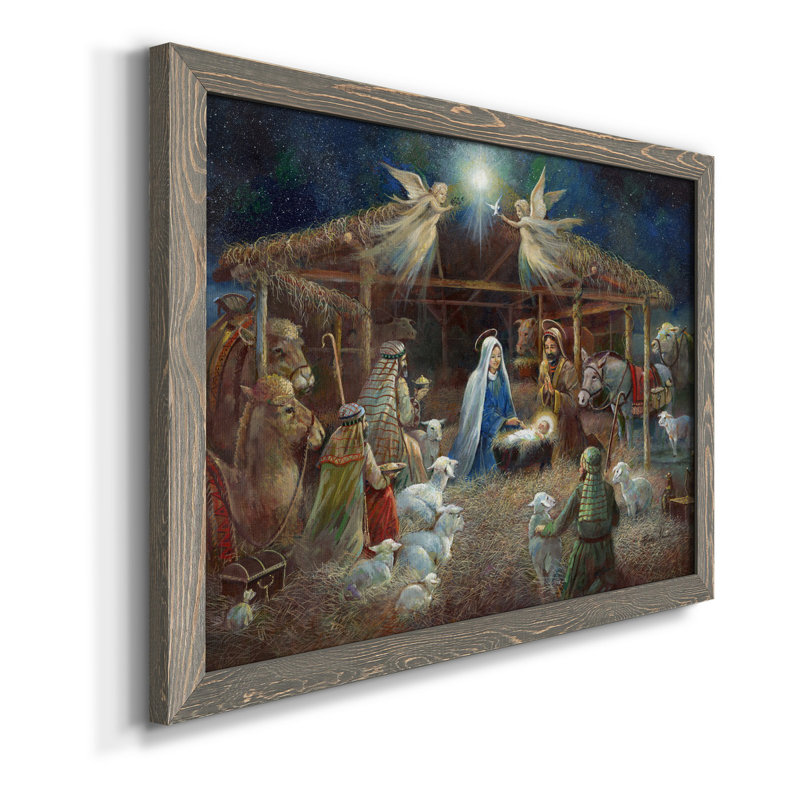 " The Nativity " Painting Print, 27.5" H x 37.5" W x 1" D, Grey